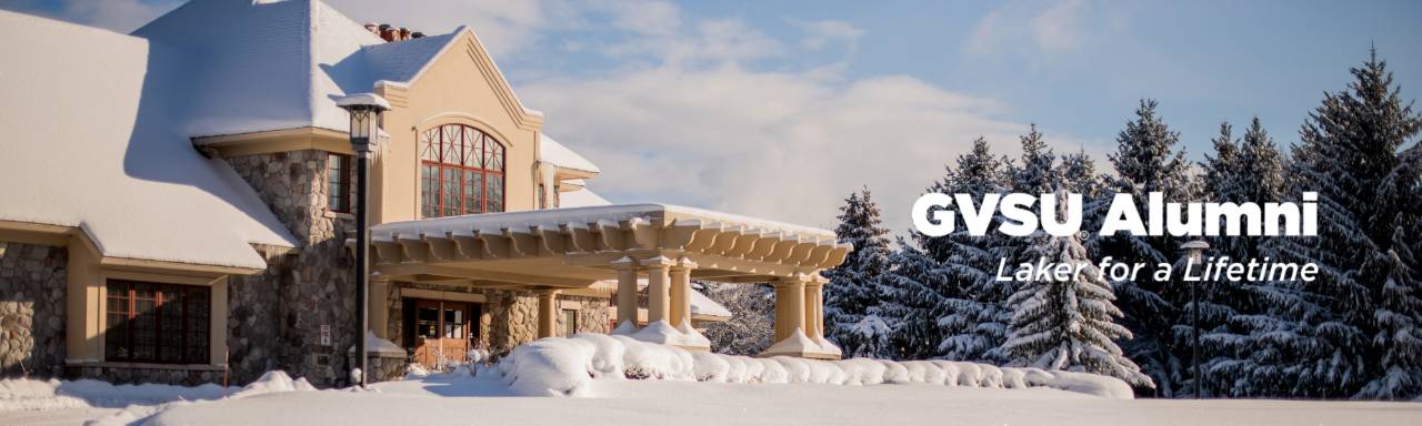 Alumni House and Visitor Center in snow